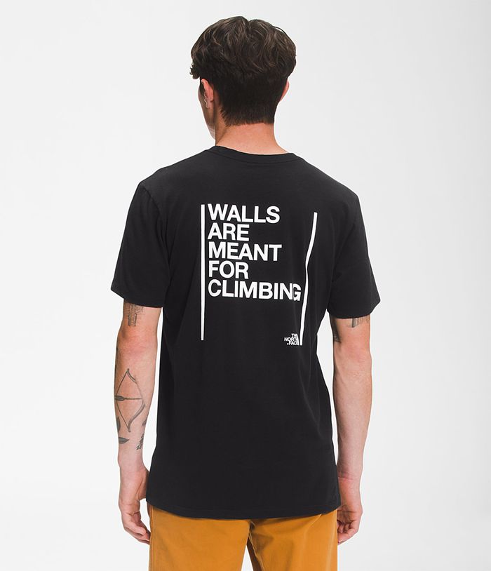 The North Face T-Shirts Heren Korte Mouw Walls TYGD36428 - Zwart